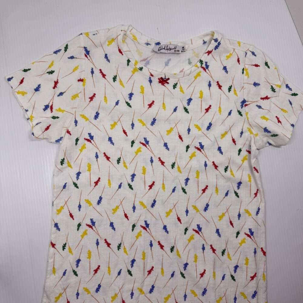 Rachel Antonoff White Preppy Print Fitz Short Sleeve Tee Dress Size Medium - Picture 5 of 9